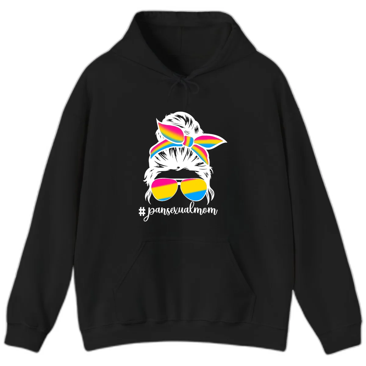 Pansexual Mom Rainbow Pride Hoodie in Black