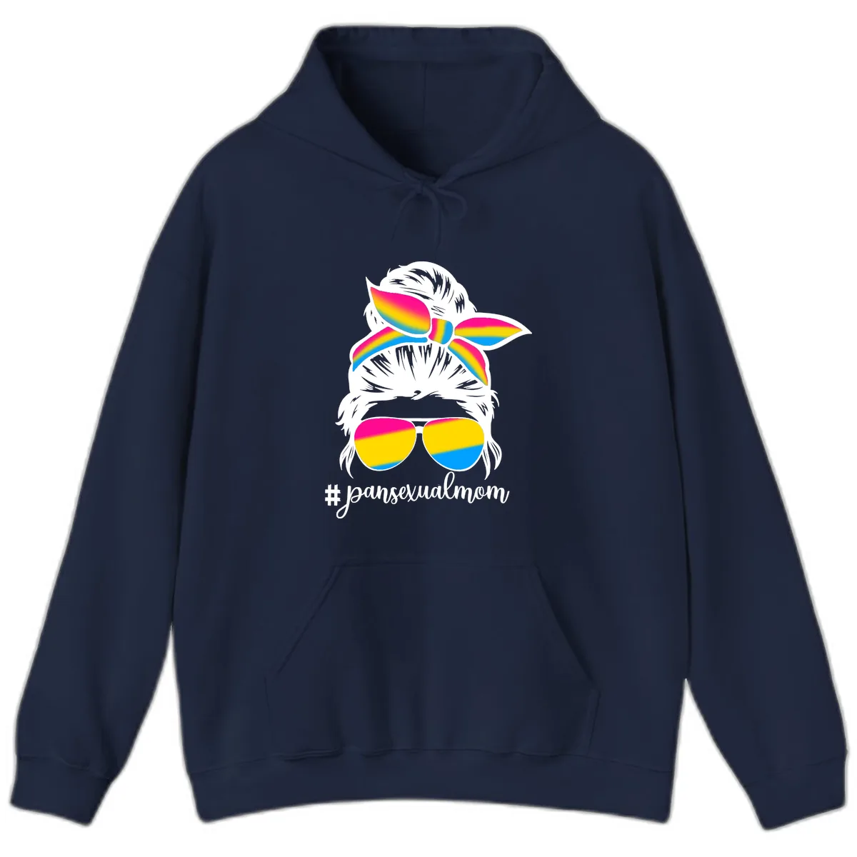 Pansexual Mom Rainbow Pride Hoodie in Navy