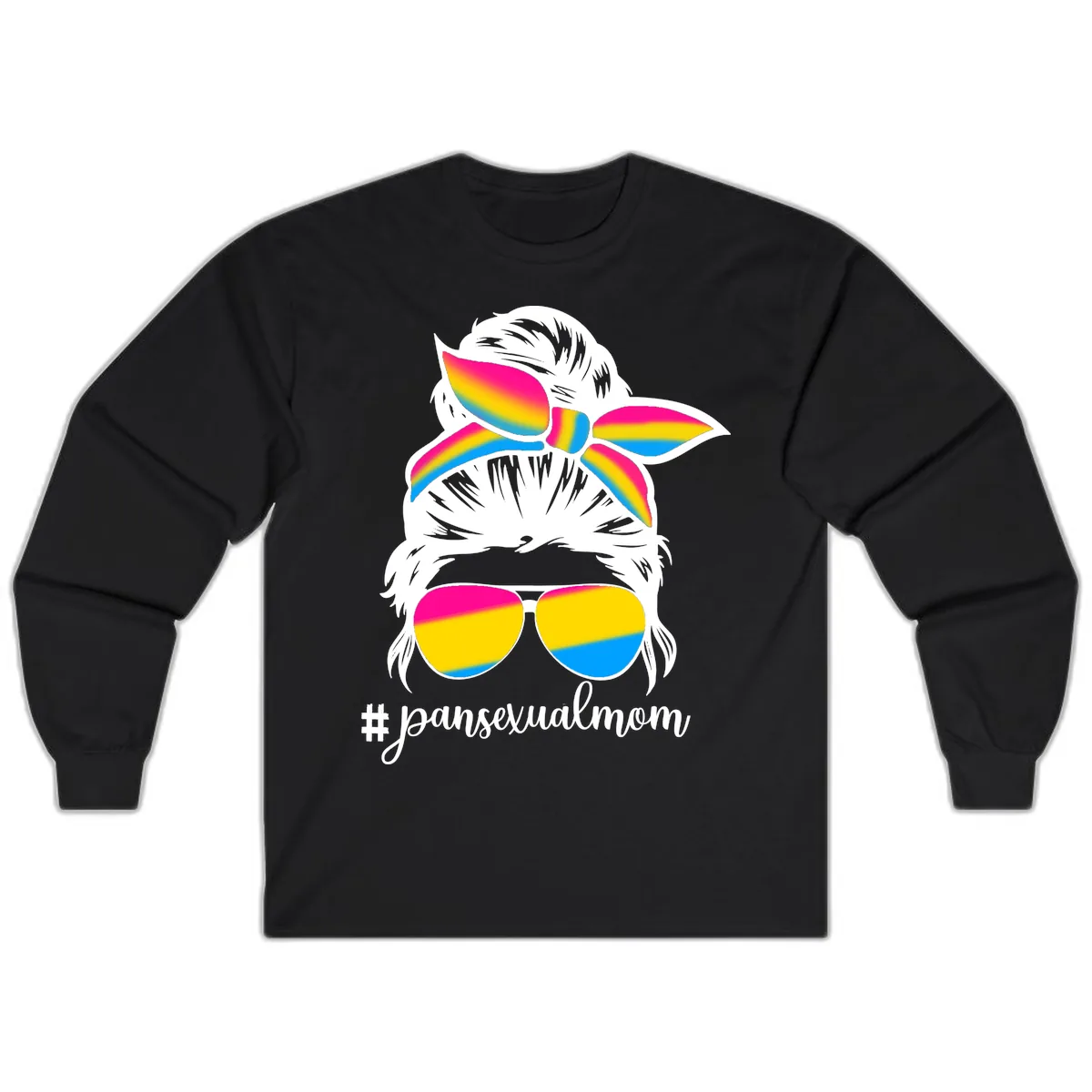 Pansexual Mom Rainbow Pride Long Sleeve in Black