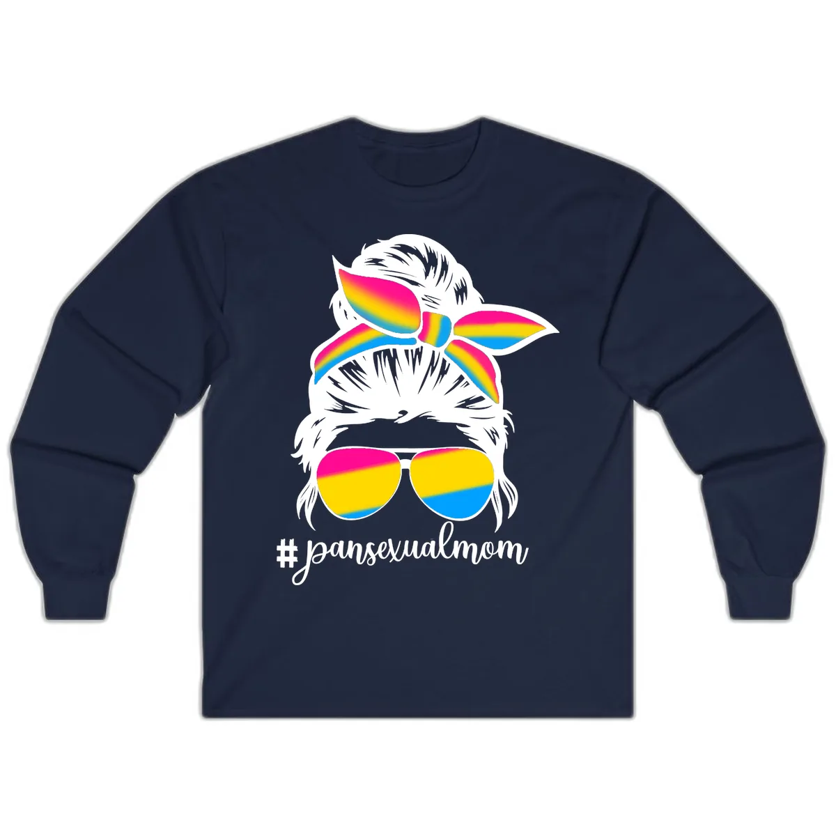 Pansexual Mom Rainbow Pride Long Sleeve in Navy