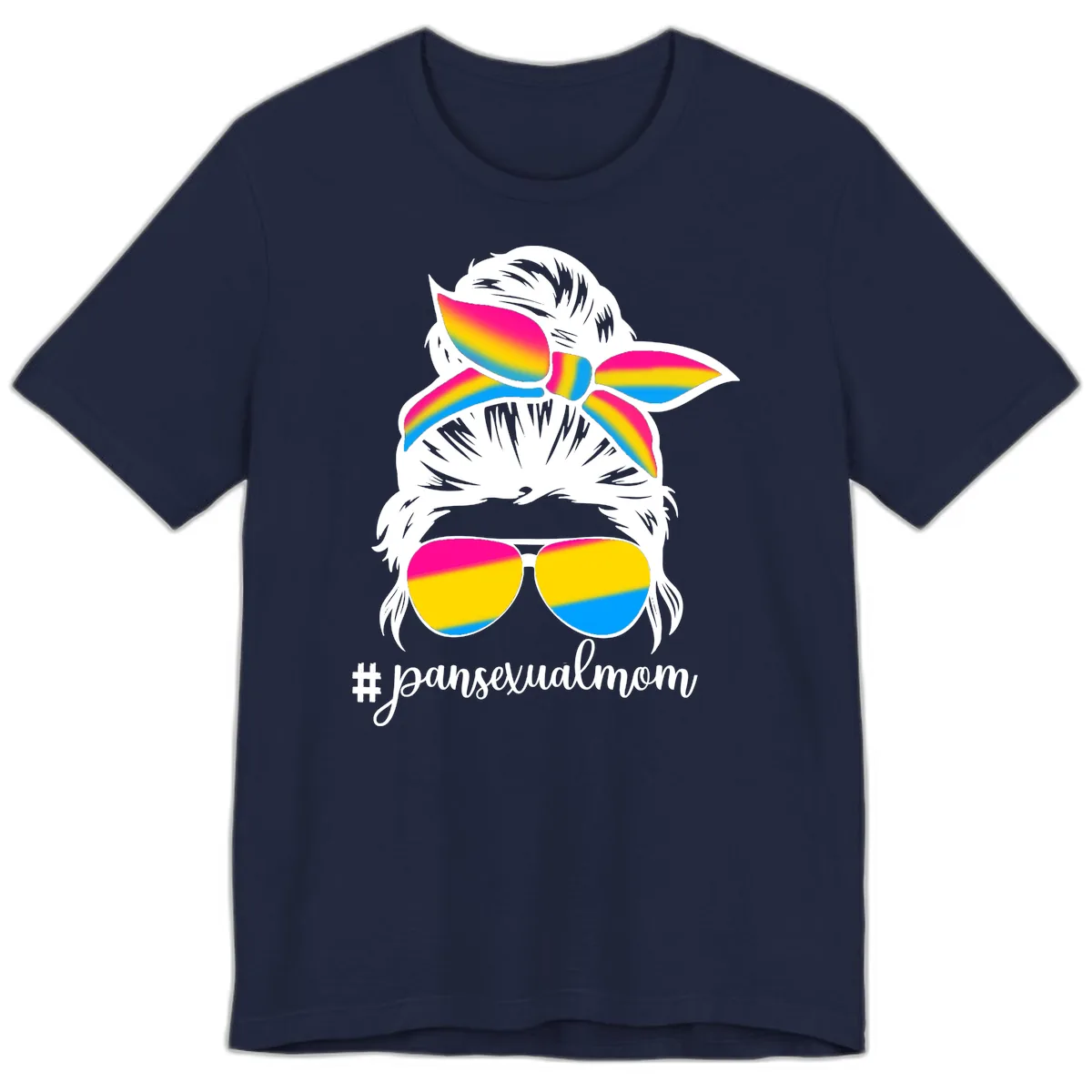 Pansexual Mom Rainbow Pride Premium T-Shirt in Navy