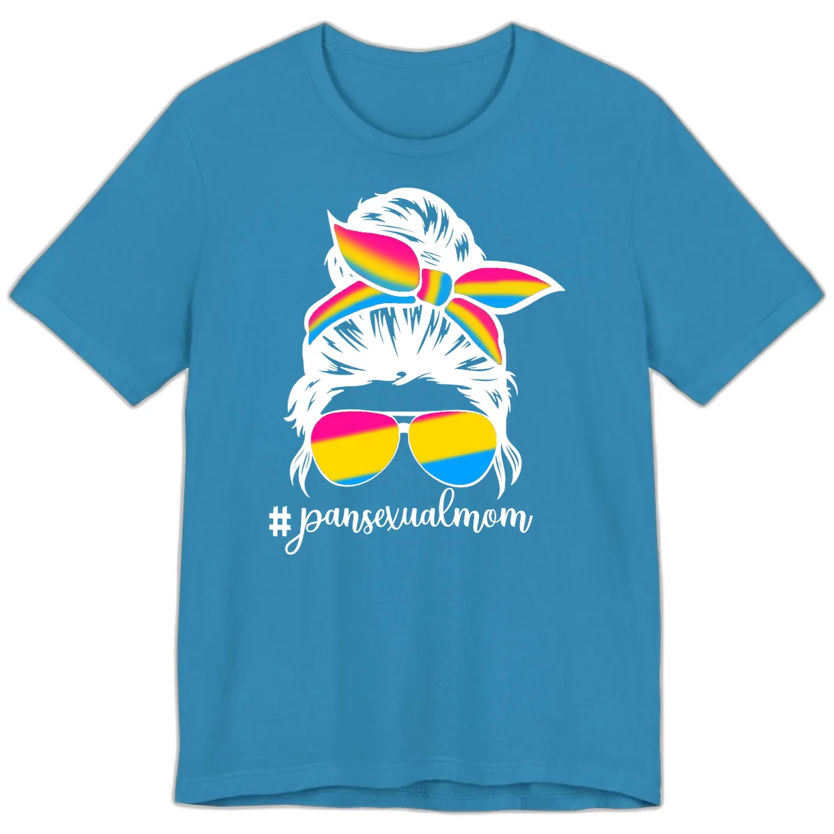 Pansexual Mom Rainbow Pride Premium T-Shirt in Aqua