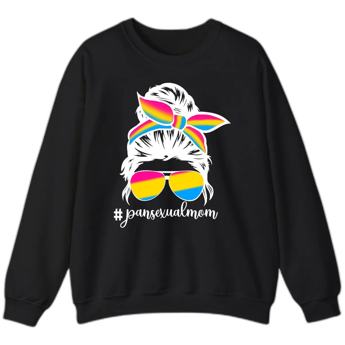Pansexual Mom Rainbow Pride Sweatshirt in Black