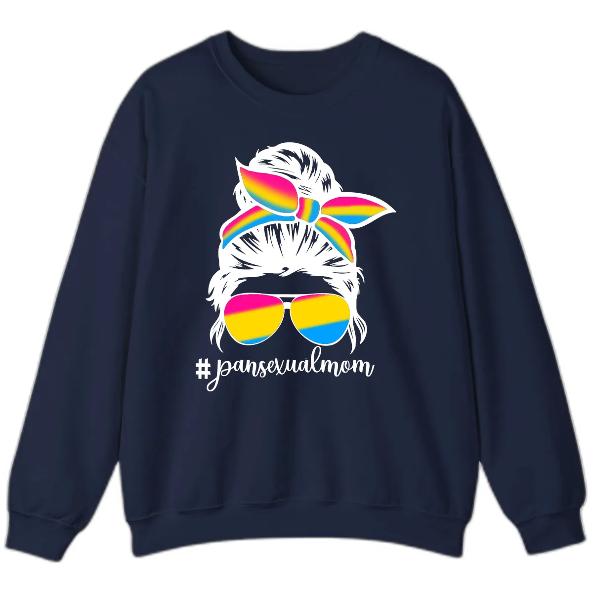 Pansexual Mom Rainbow Pride Sweatshirt in Navy