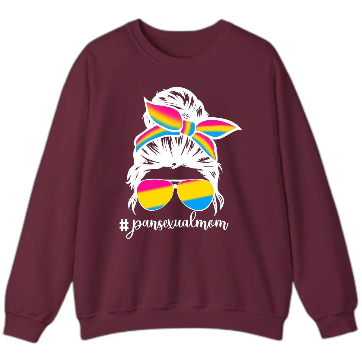 Pansexual Mom Rainbow Pride Sweatshirt in Maroon