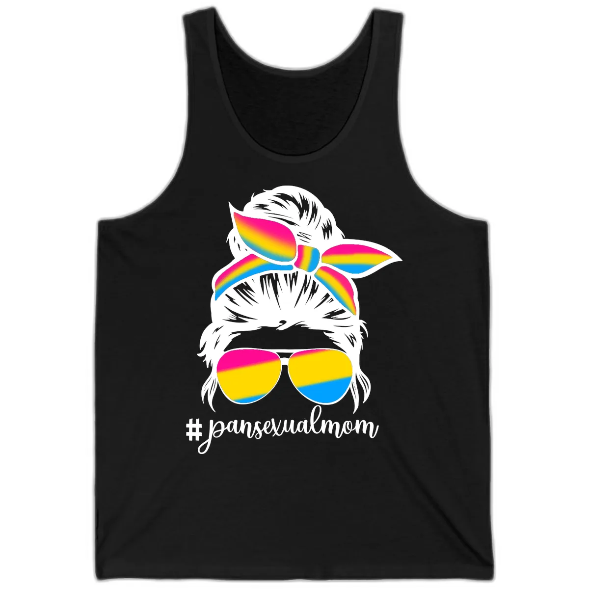 Pansexual Mom Rainbow Pride Tank in Black