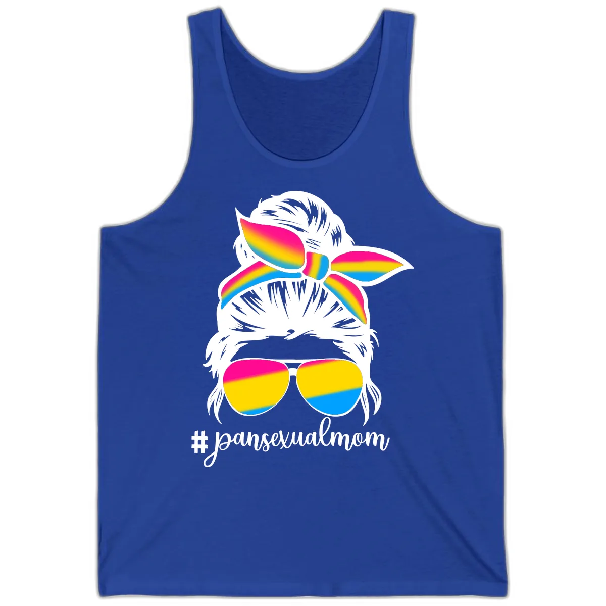 Pansexual Mom Rainbow Pride Tank in True Royal