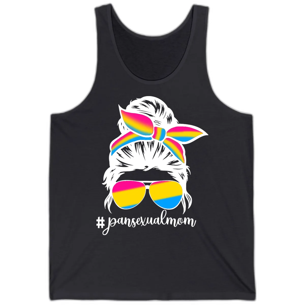 Pansexual Mom Rainbow Pride Tank in Dark Grey