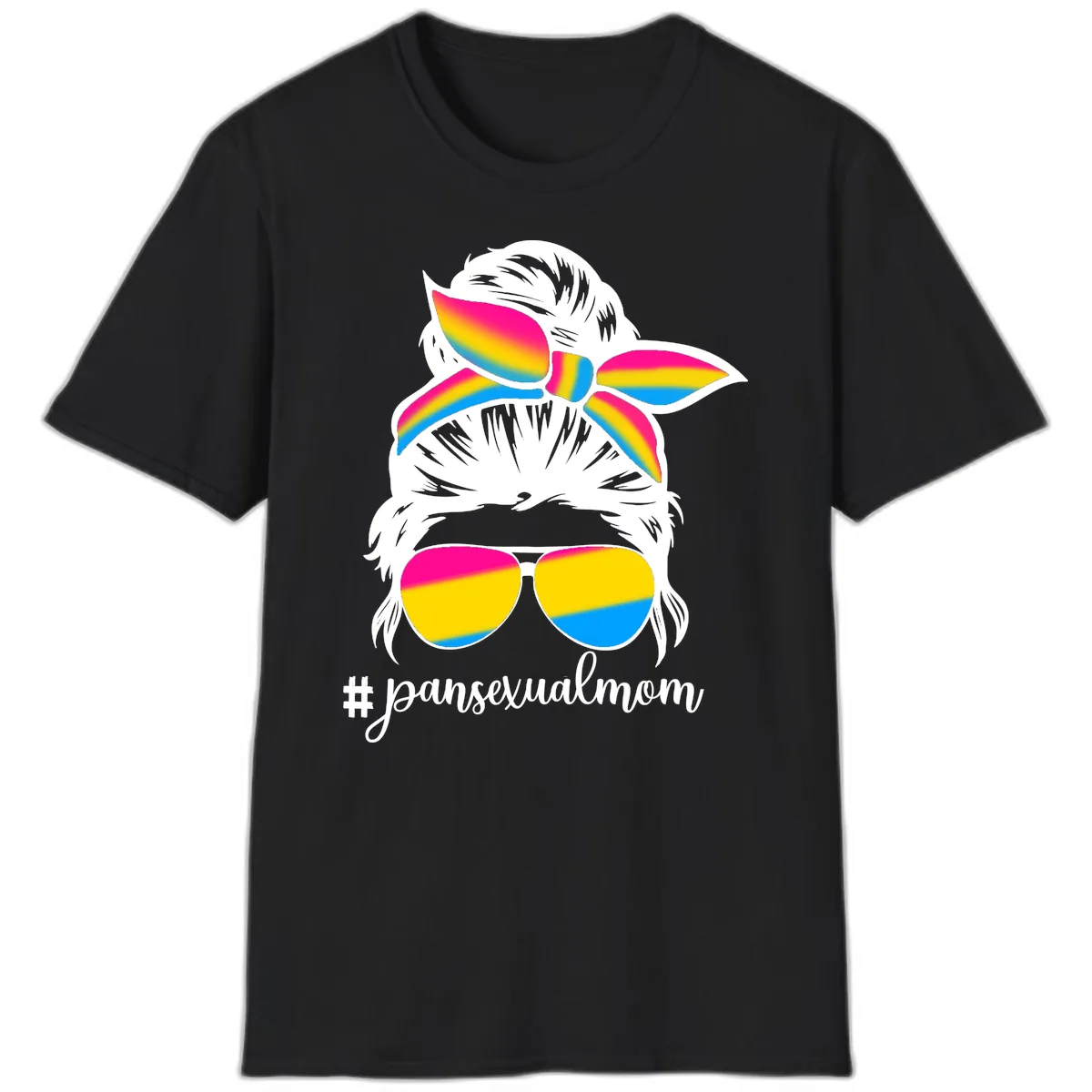 Pansexual Mom Rainbow Pride T-Shirt in Black