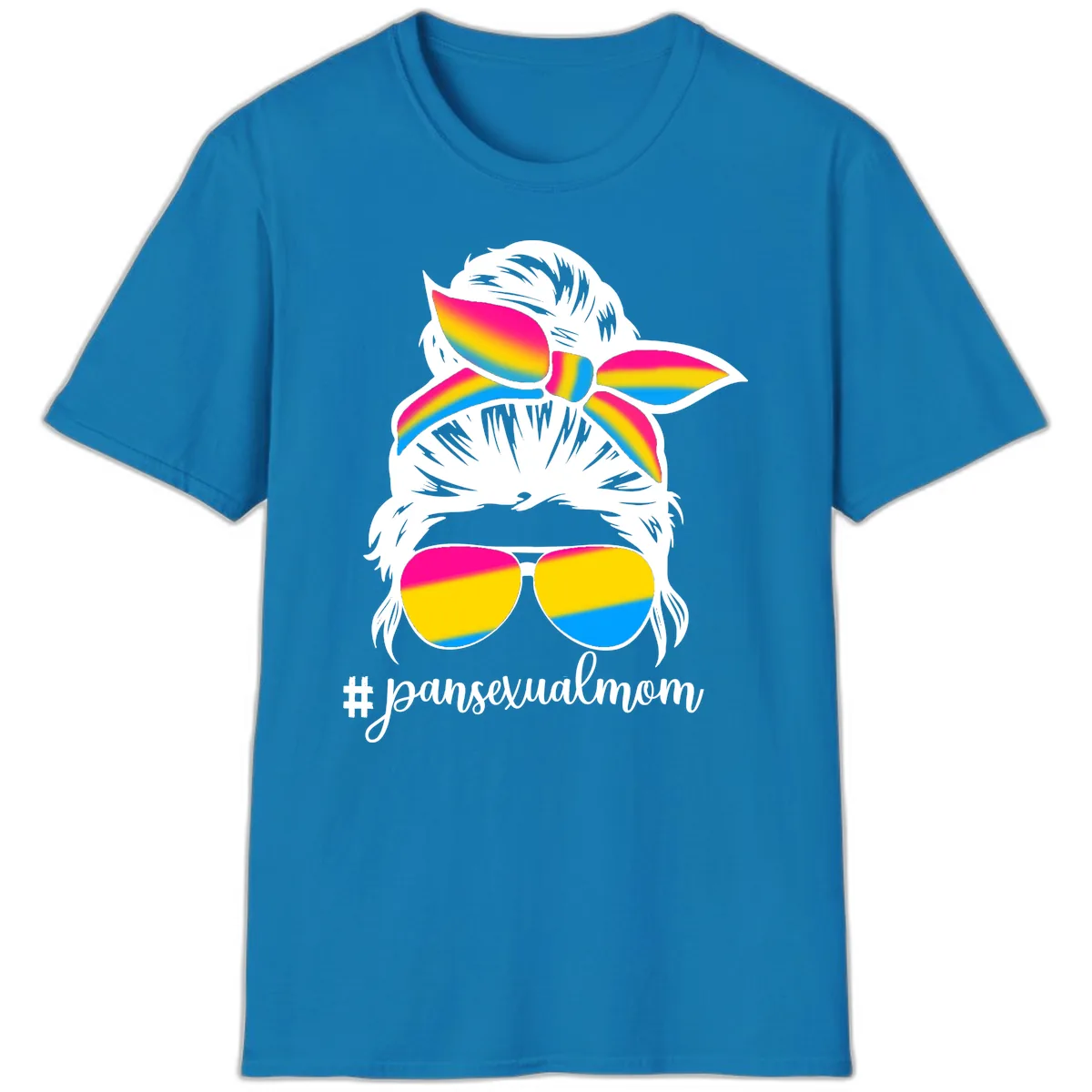 Pansexual Mom Rainbow Pride T-Shirt in Sapphire