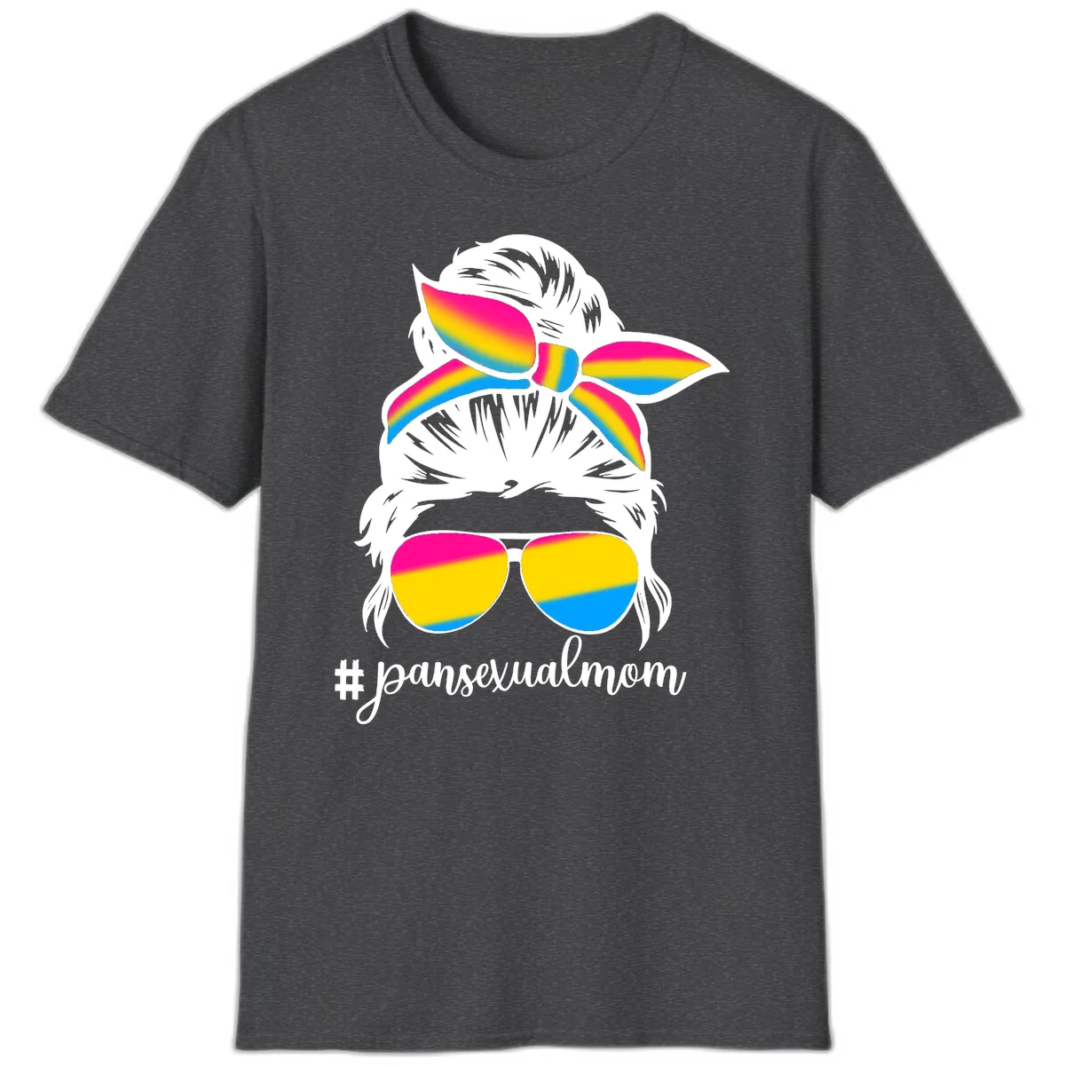 Pansexual Mom Rainbow Pride T-Shirt in Dark Heather