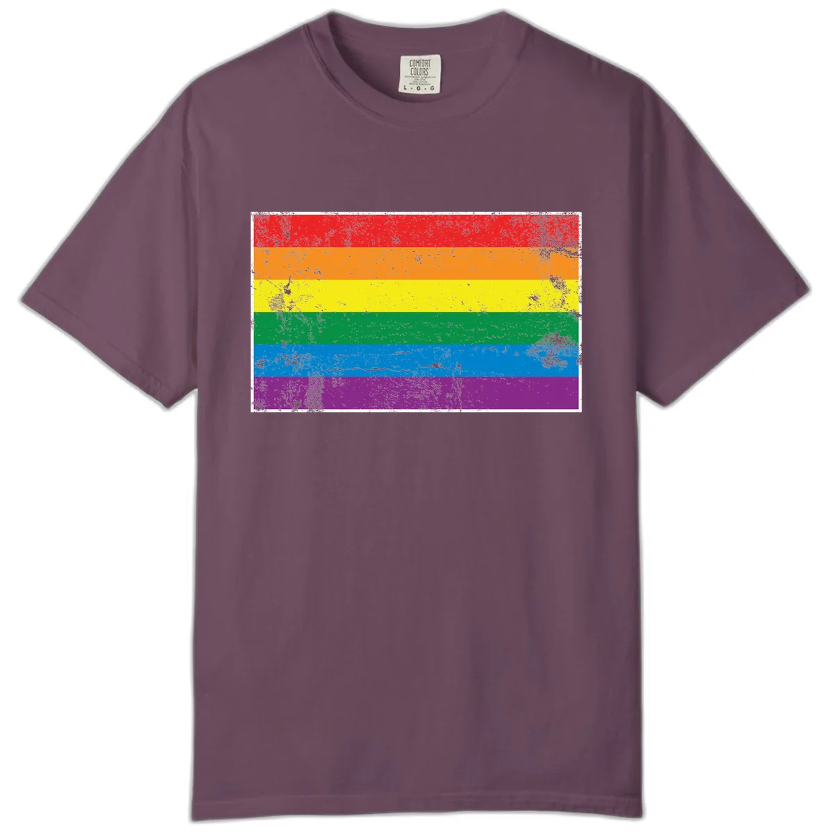 Rainbow Pride Flag Distressed Comfort Color in Berry