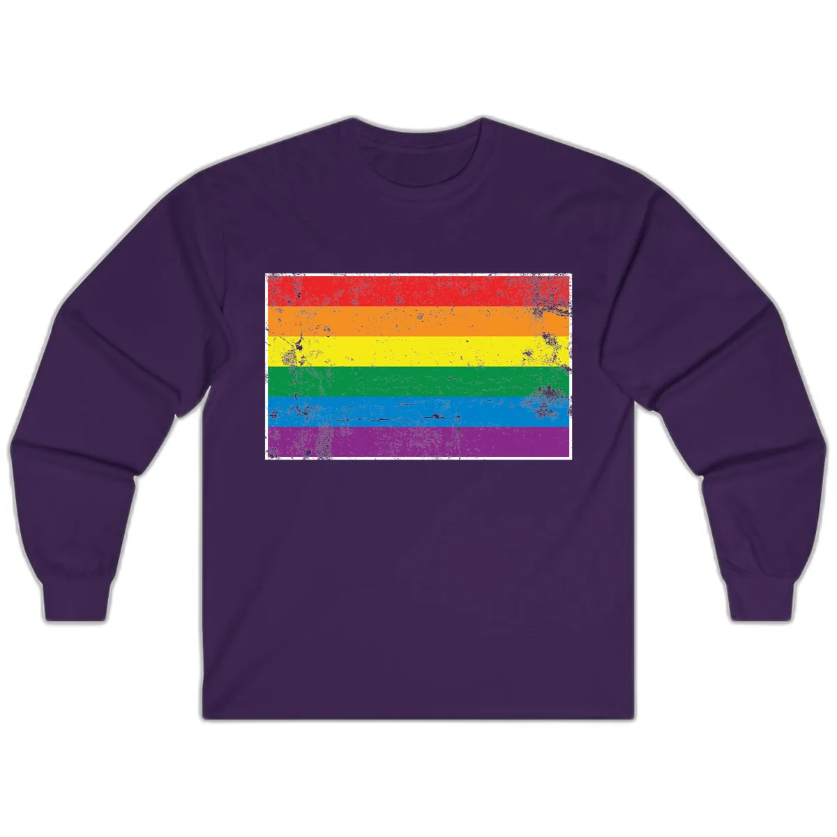 Rainbow Pride Flag Distressed Long Sleeve in Purple
