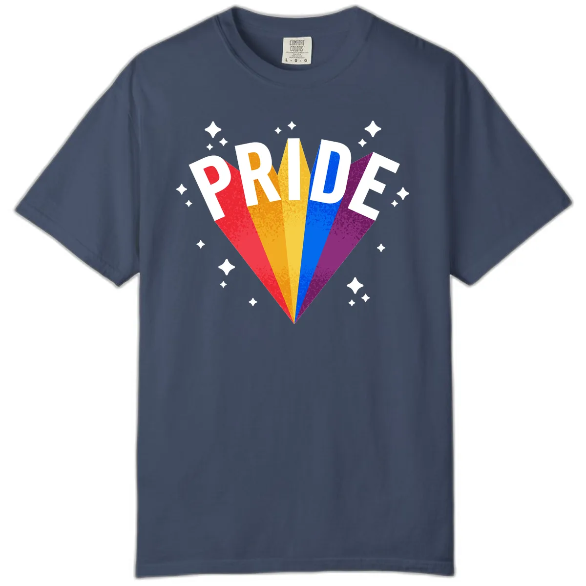 Rainbow Pride Fan Design Comfort Color in Midnight