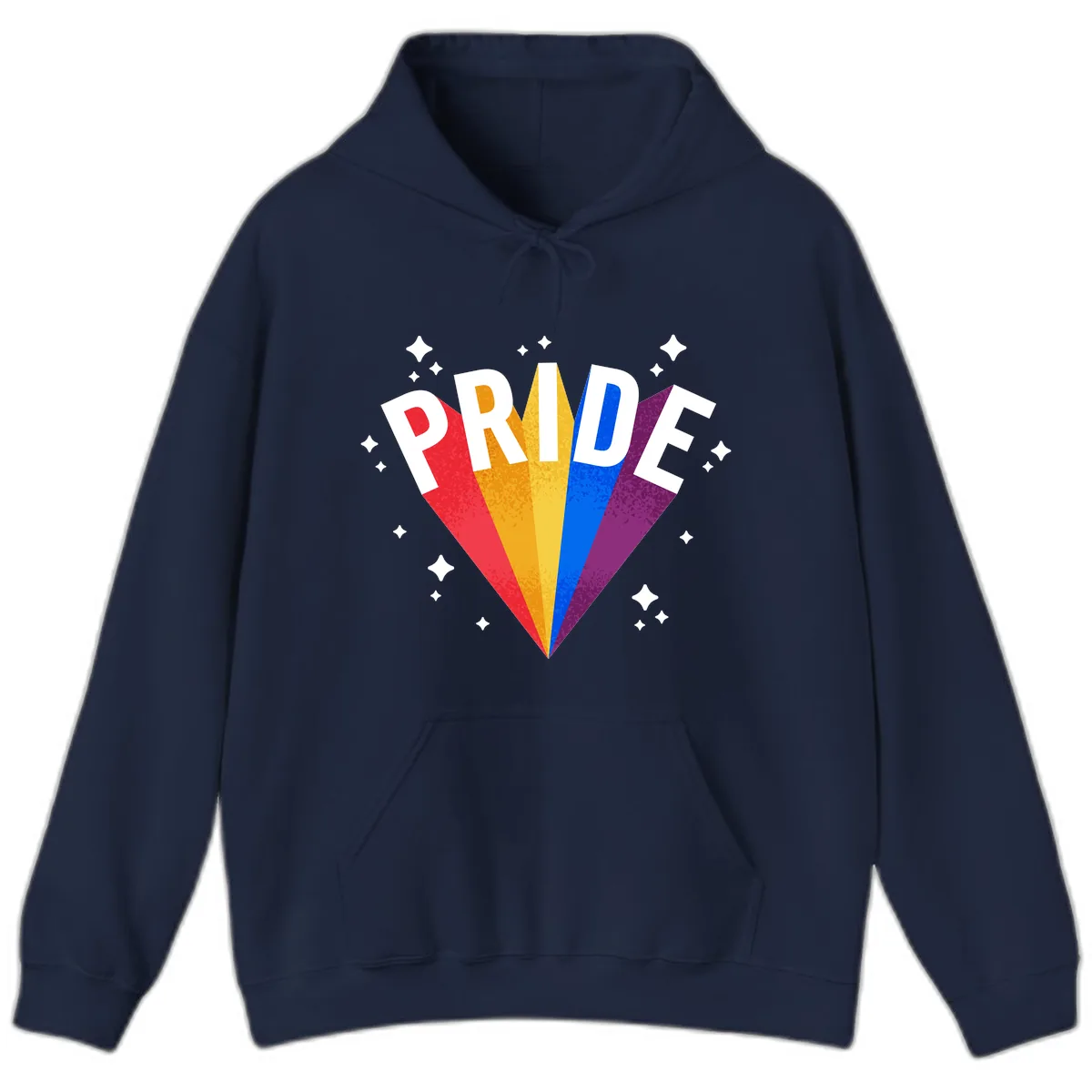 Rainbow Pride Fan Design Hoodie in Navy