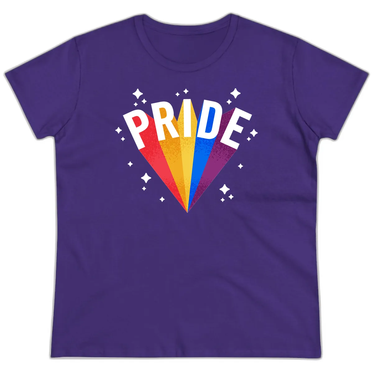 Rainbow Pride Fan Design Ladies Tee in Purple