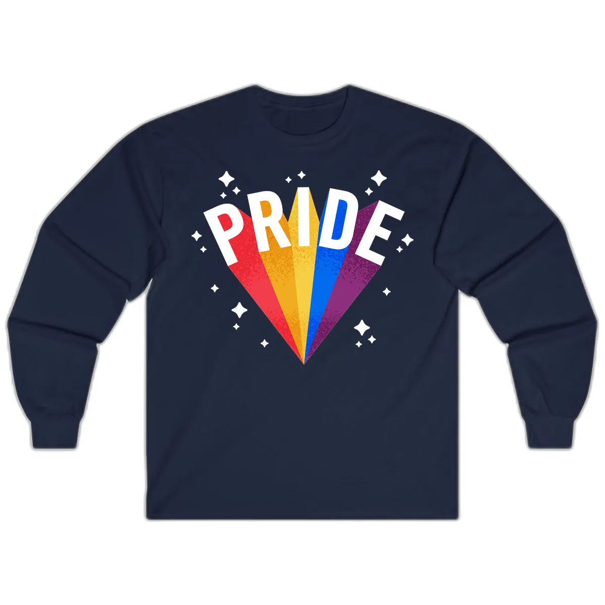Rainbow Pride Fan Design Long Sleeve in Navy