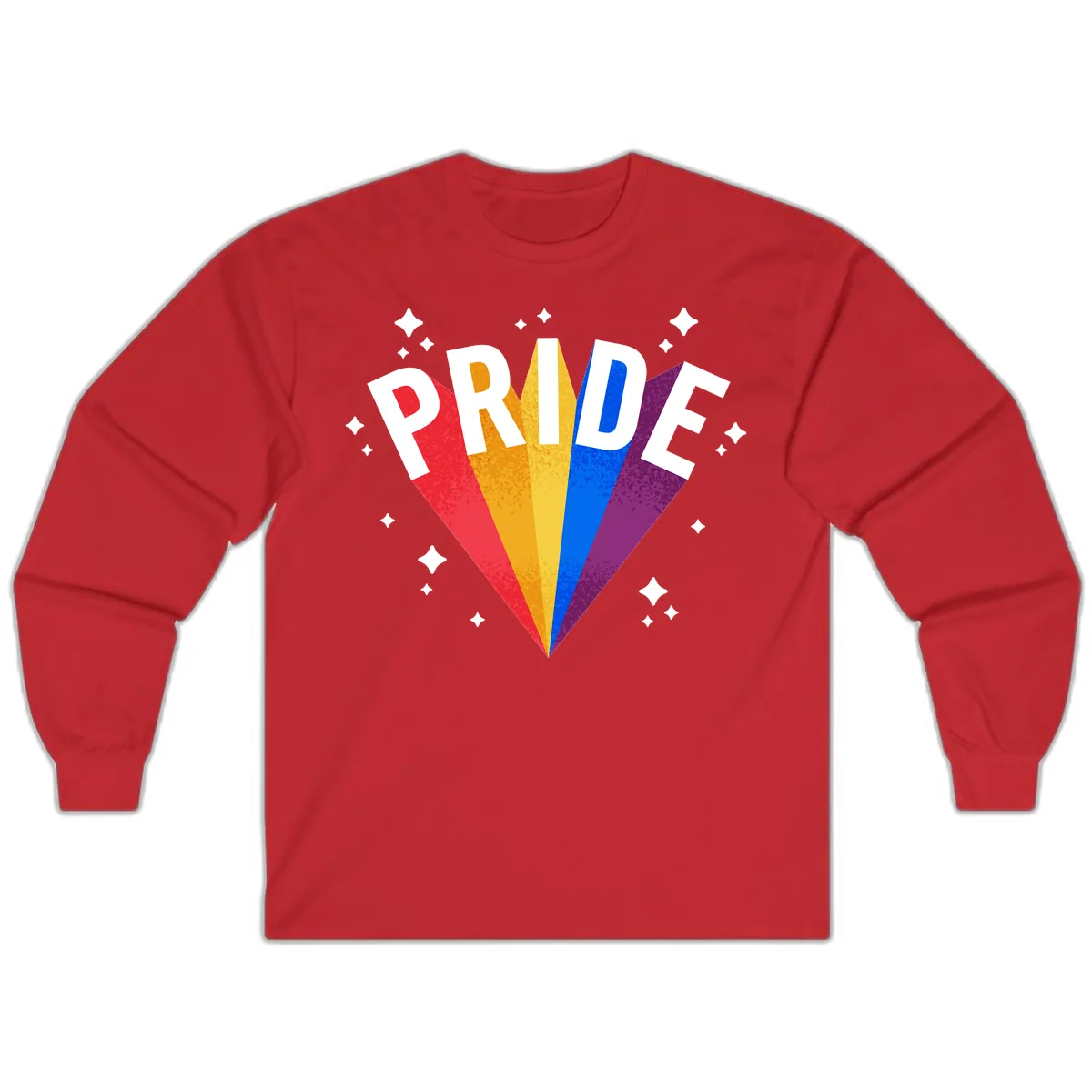 Rainbow Pride Fan Design Long Sleeve in Red