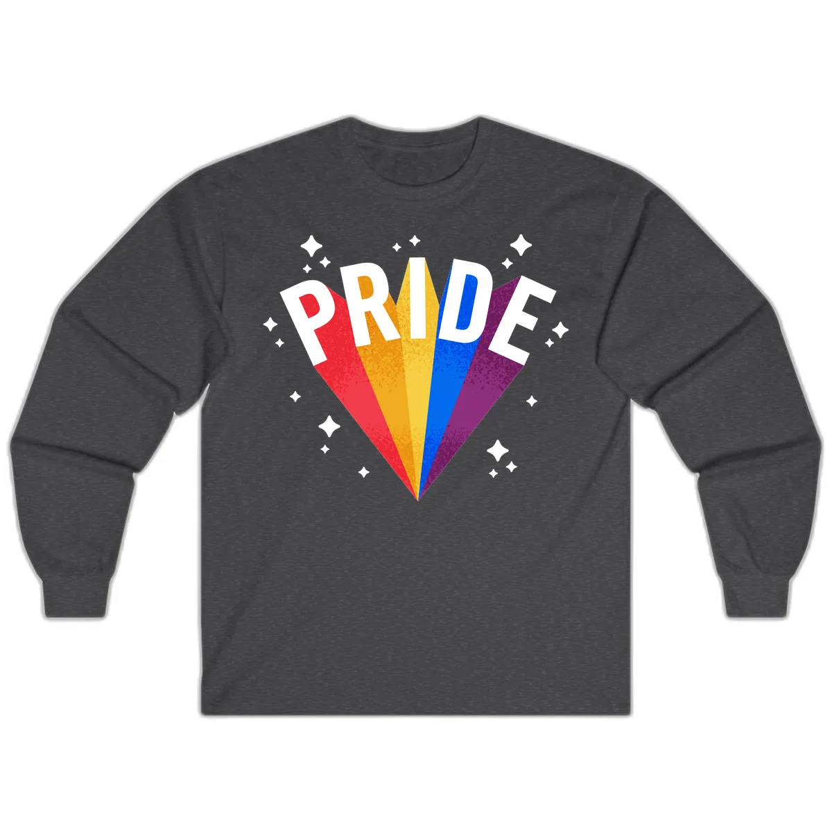 Rainbow Pride Fan Design Long Sleeve in Dark Heather