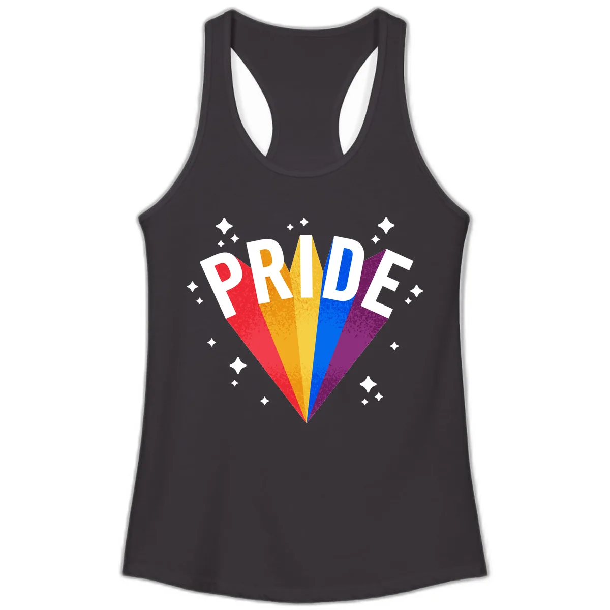 Rainbow Pride Fan Design Ladies Tank in Black