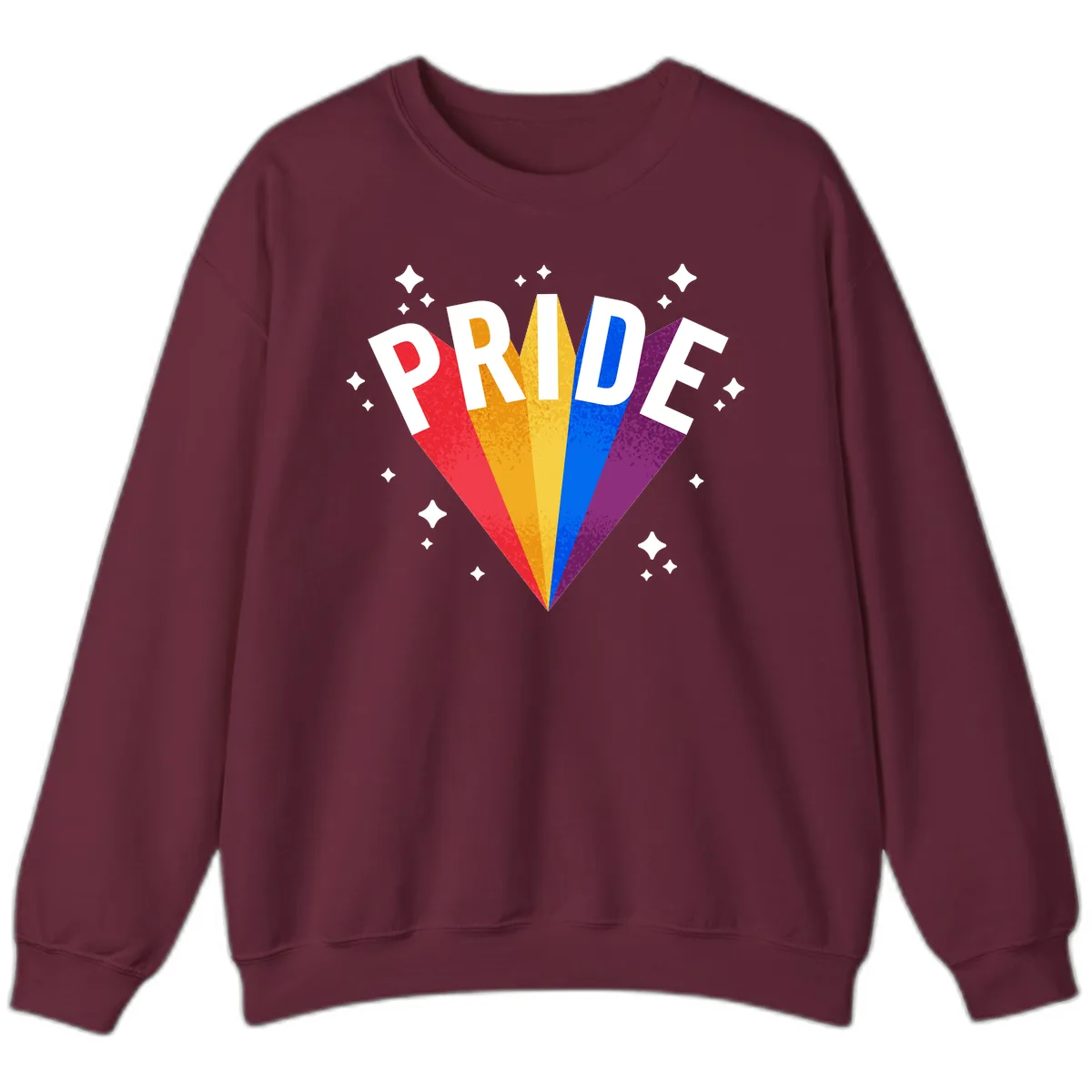 Rainbow Pride Fan Design Sweatshirt in Maroon