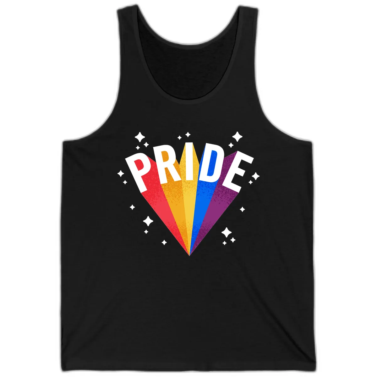 Rainbow Pride Fan Design Tank in Black