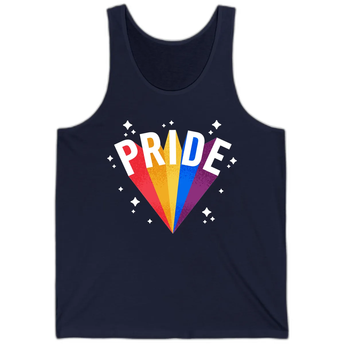 Rainbow Pride Fan Design Tank in Navy