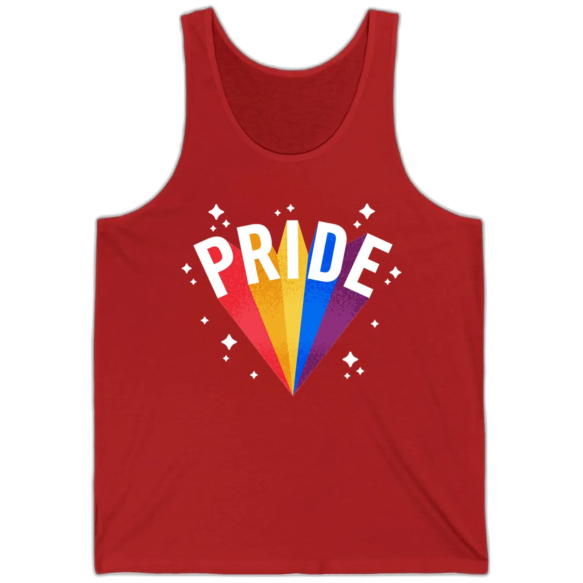 Rainbow Pride Fan Design Tank in Red