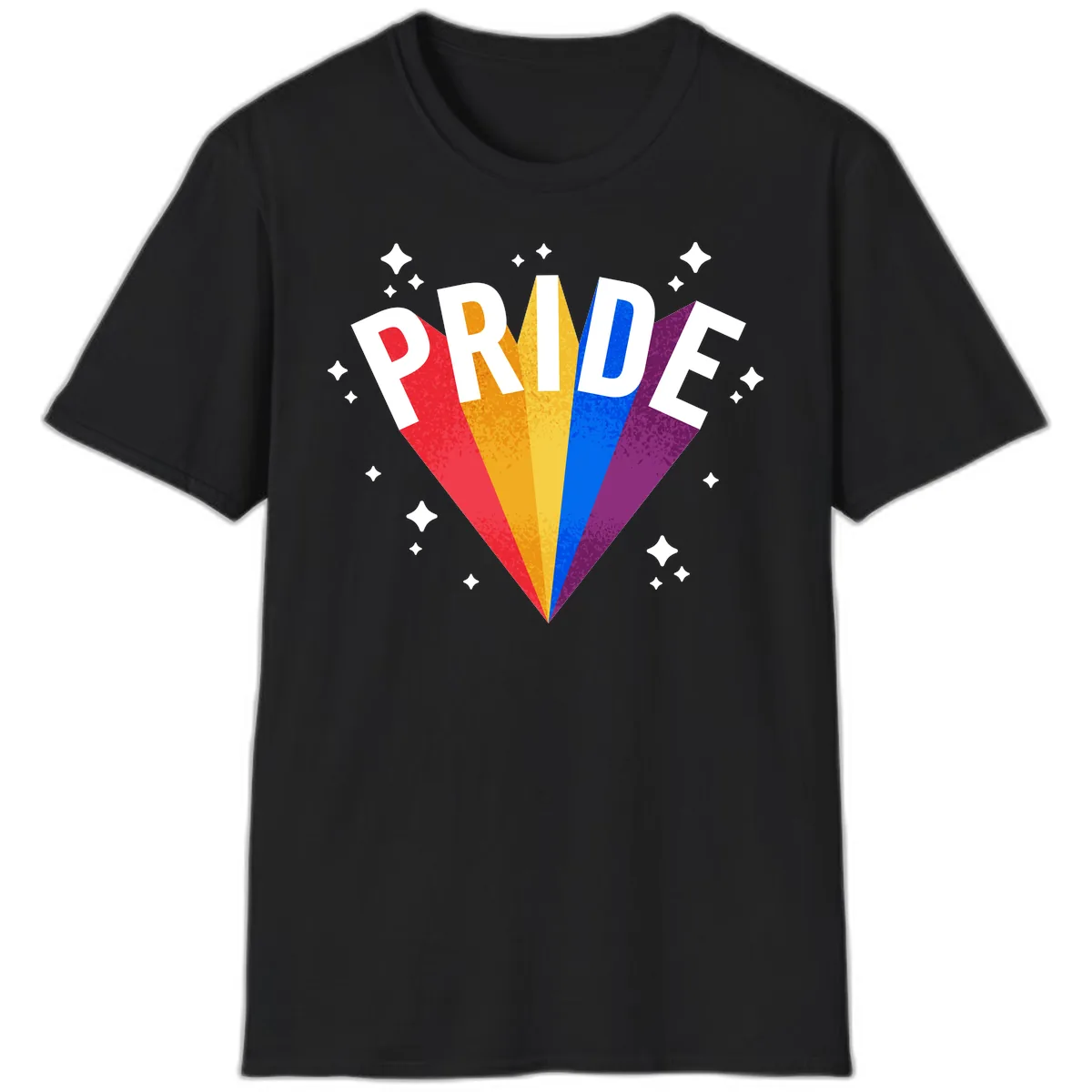Rainbow Pride Fan Design T-Shirt in Black