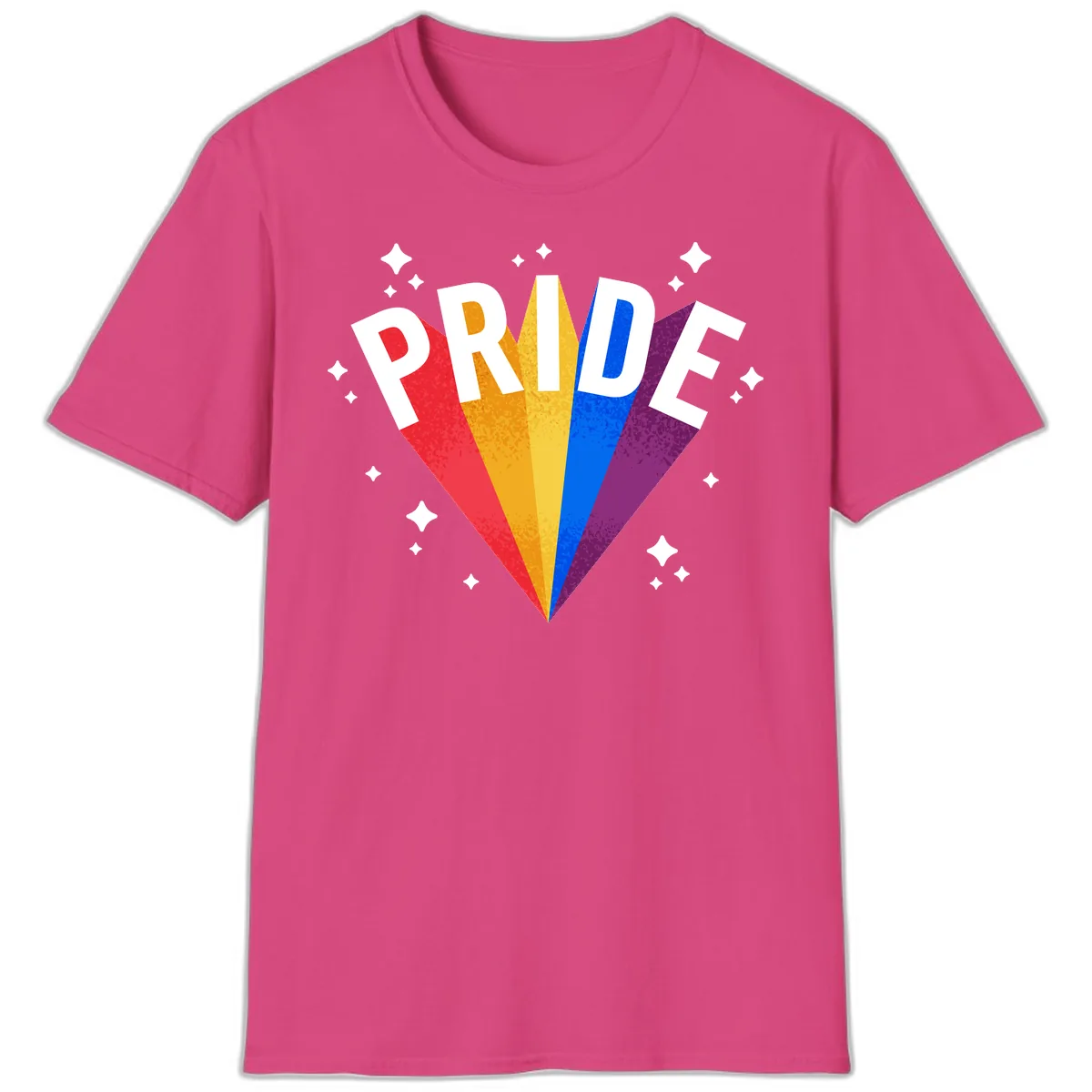 Rainbow Pride Fan Design T-Shirt in Heliconia