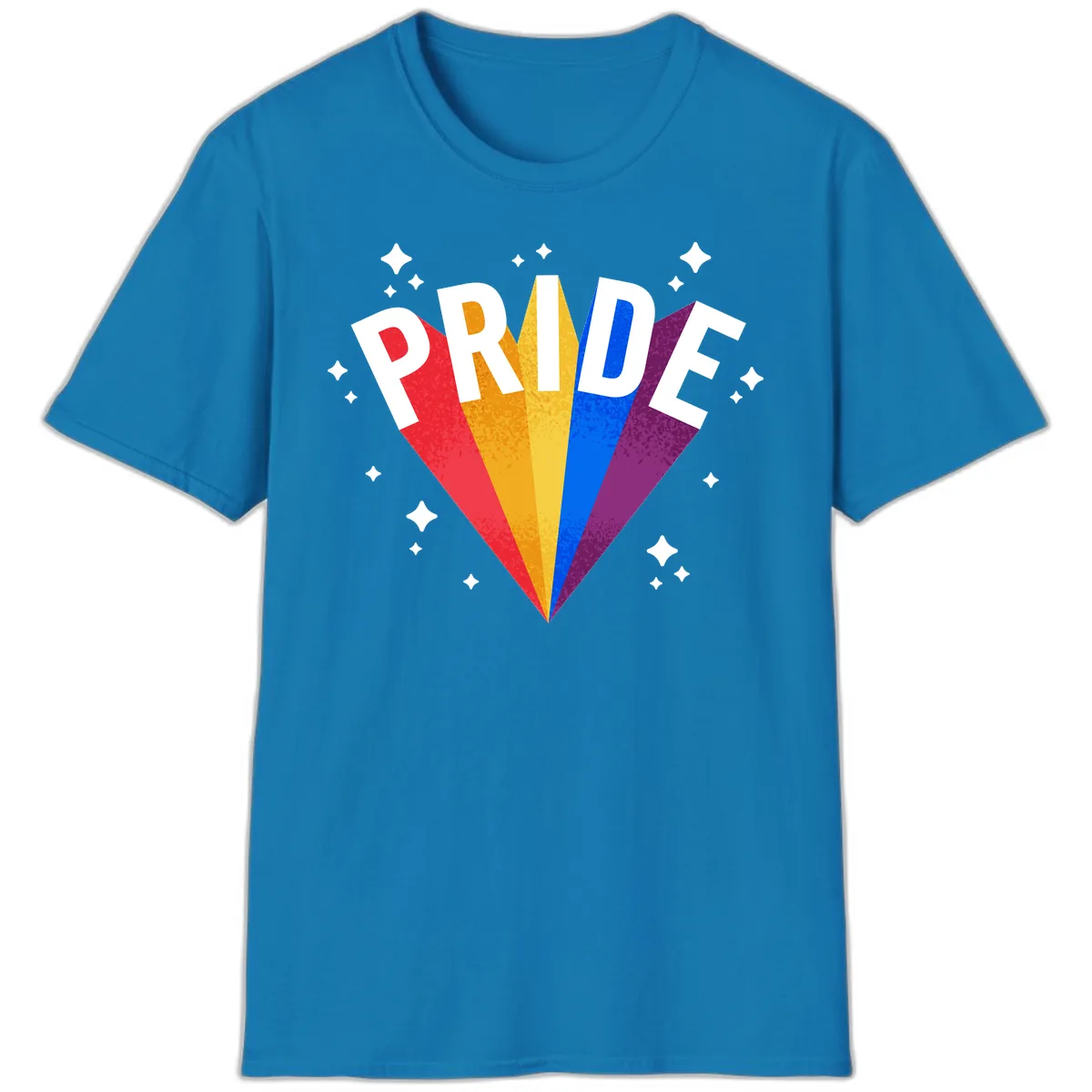 Rainbow Pride Fan Design T-Shirt in Sapphire