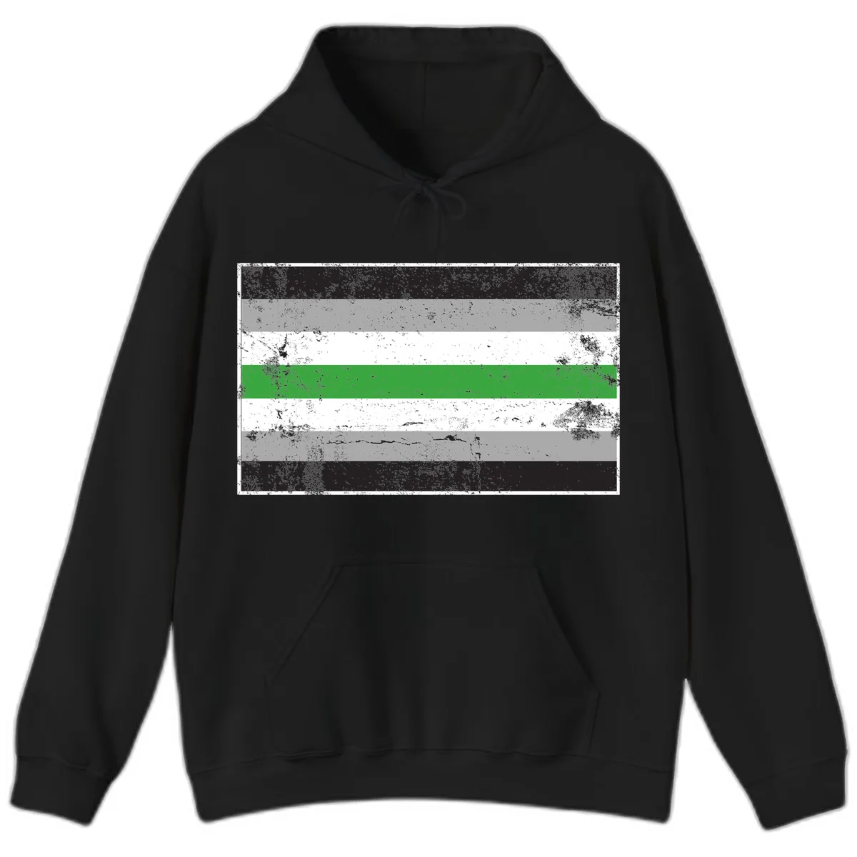 Demigender Pride Flag Stripes Hoodie in Black