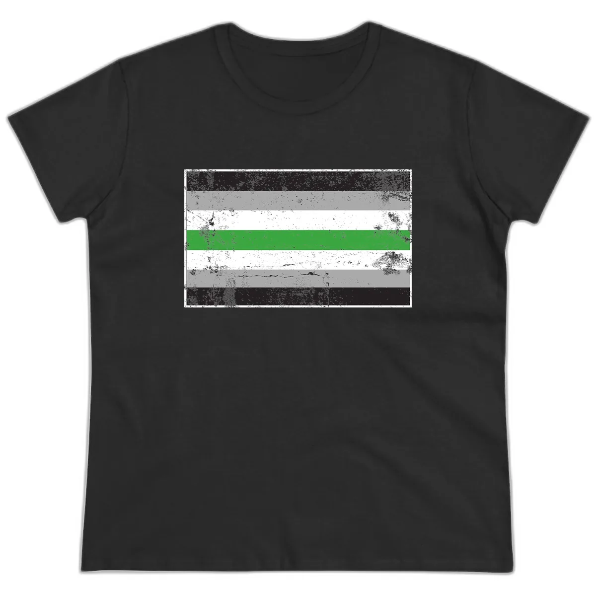 Demigender Pride Flag Stripes Ladies Tee in Black