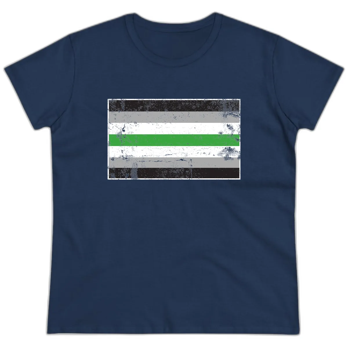 Demigender Pride Flag Stripes Ladies Tee in Navy