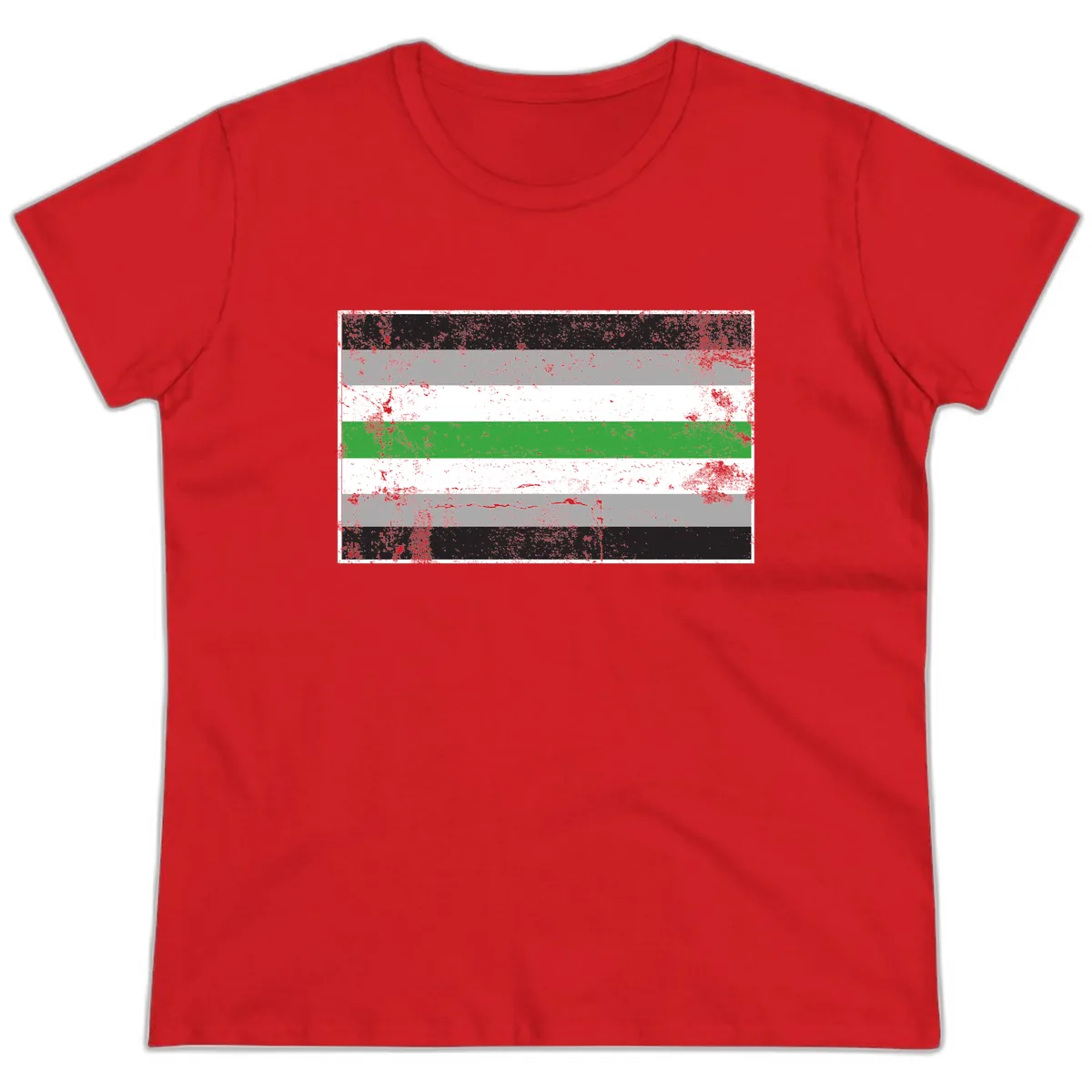 Demigender Pride Flag Stripes Ladies Tee in Red