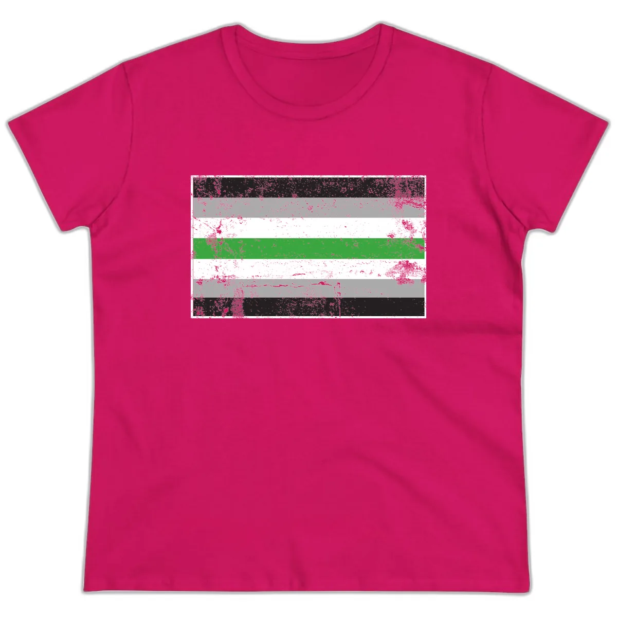 Demigender Pride Flag Stripes Ladies Tee in Heliconia