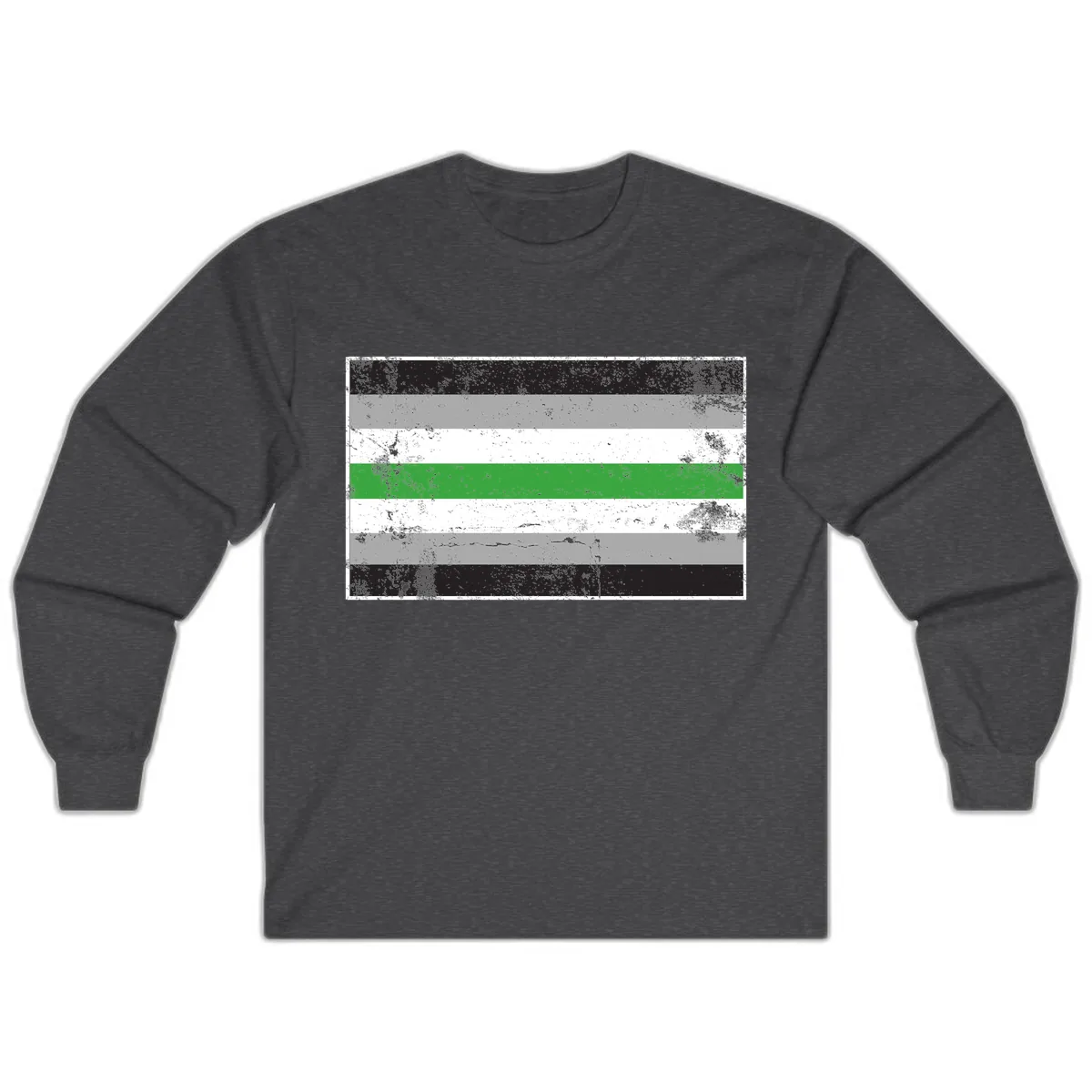Demigender Pride Flag Stripes Long Sleeve in Dark Heather
