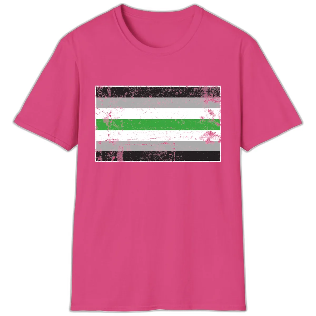 Demigender Pride Flag Stripes T-Shirt in Heliconia