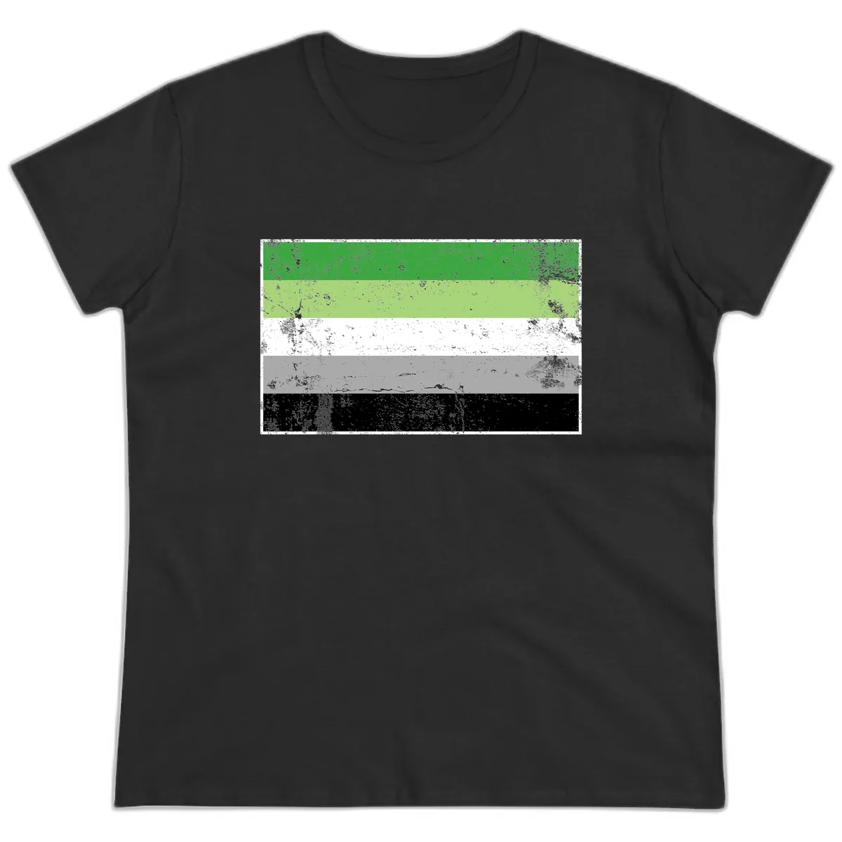 Demigender Pride Flag Stripes Ladies Tee in Black