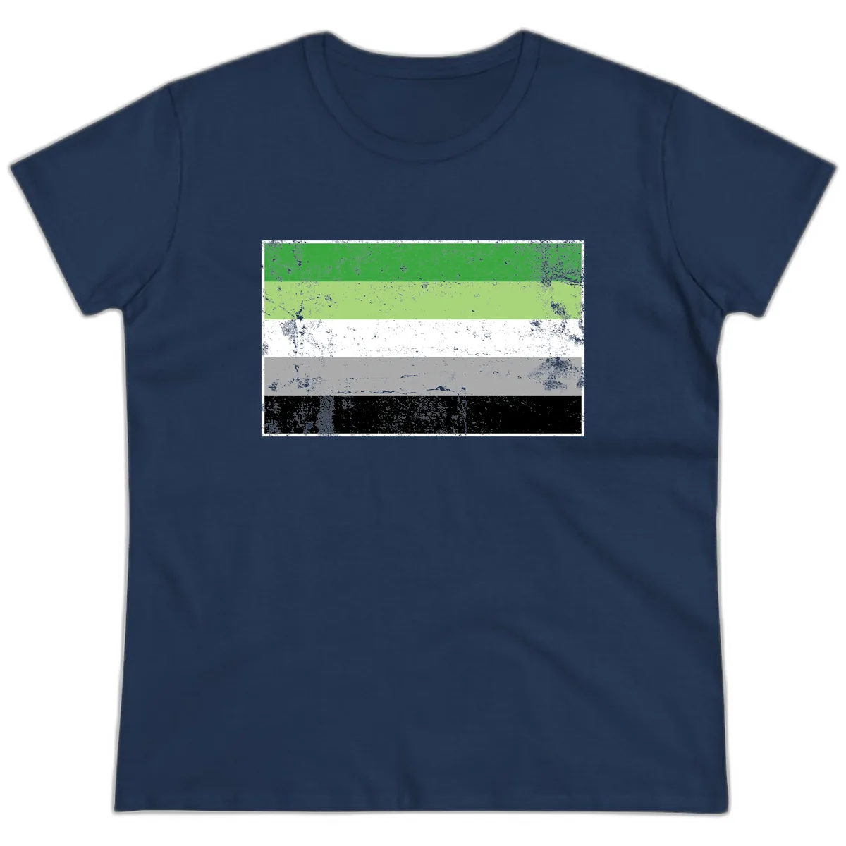 Demigender Pride Flag Stripes Ladies Tee in Navy