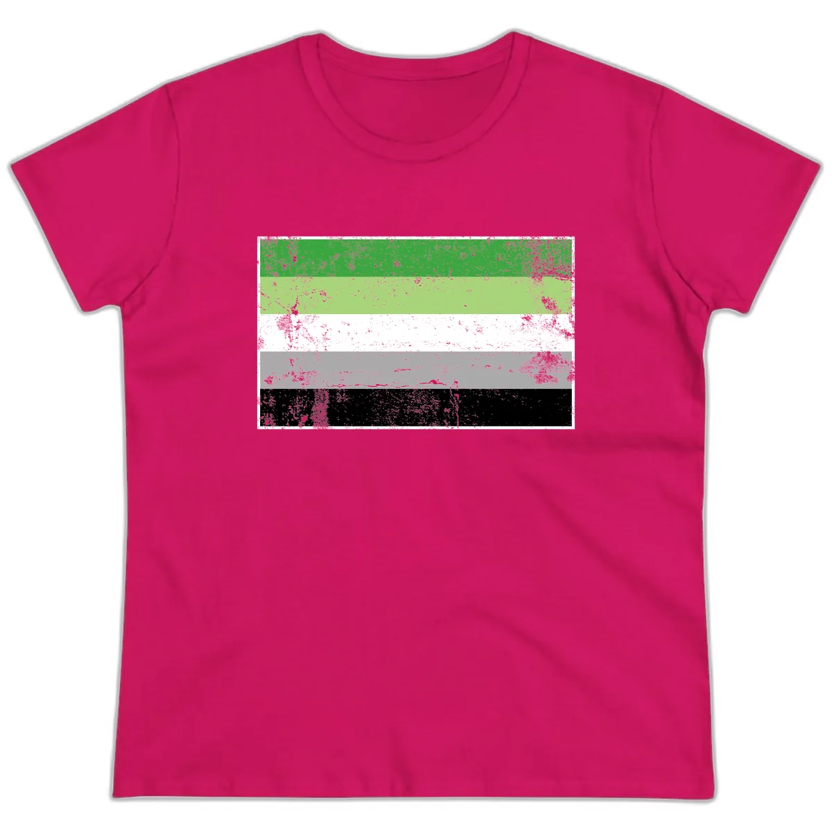 Demigender Pride Flag Stripes Ladies Tee in Heliconia