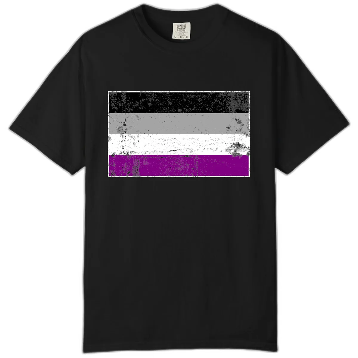 Asexual Pride Flag Distressed Comfort Color in Black
