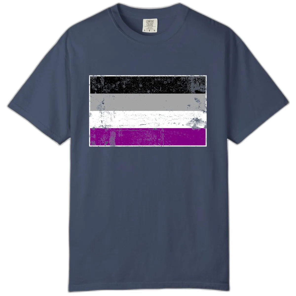 Asexual Pride Flag Distressed Comfort Color in Midnight