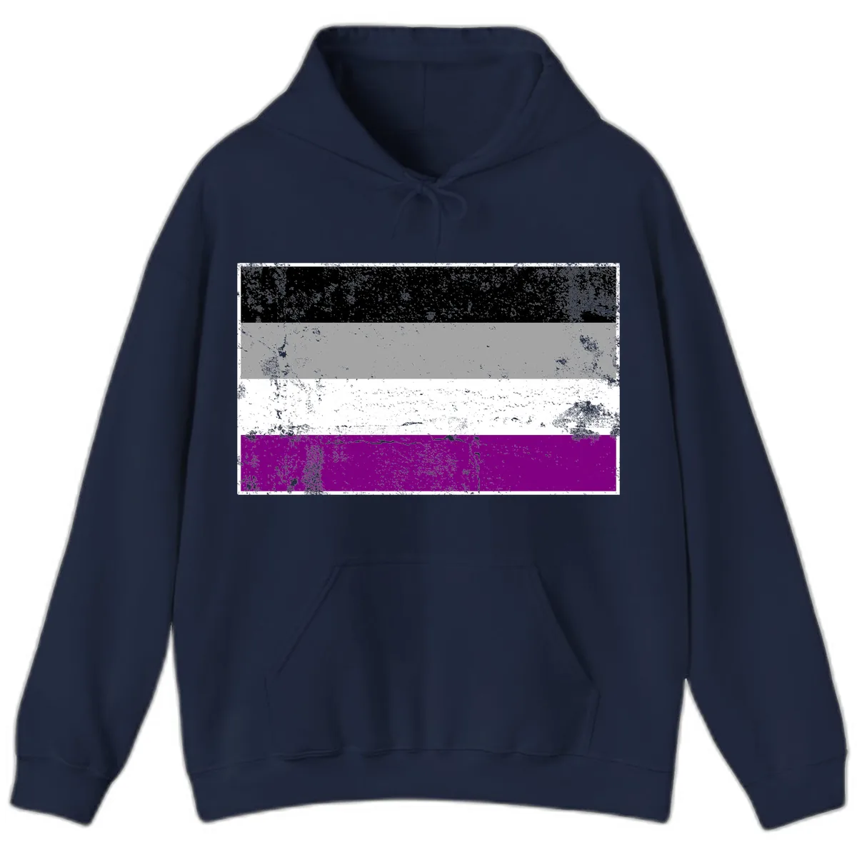 Asexual Pride Flag Distressed Hoodie in Navy