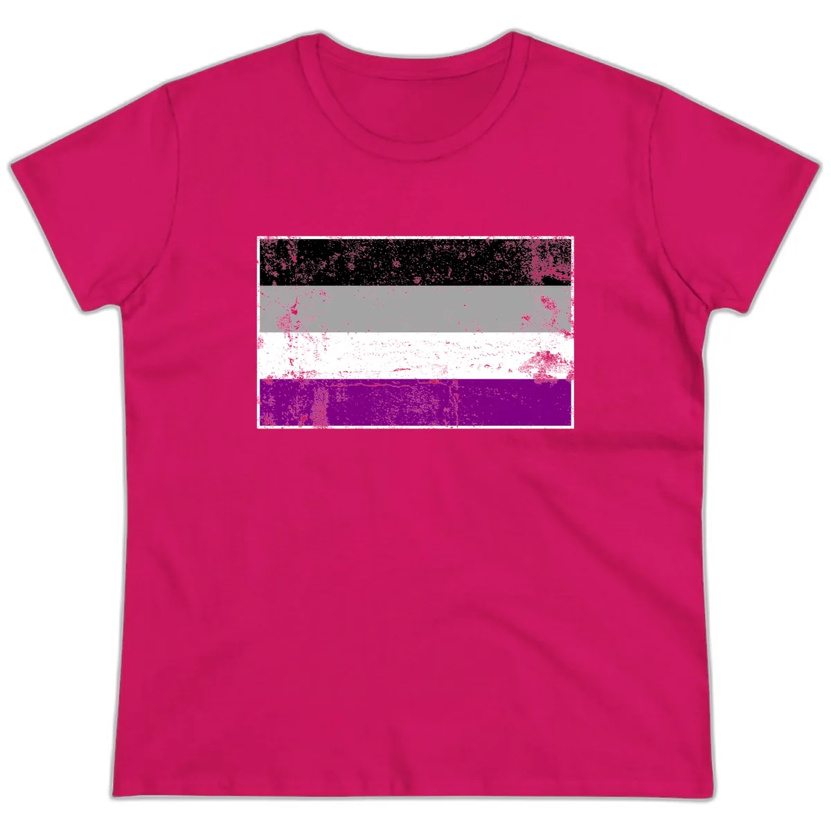 Asexual Pride Flag Distressed Ladies Tee in Heliconia