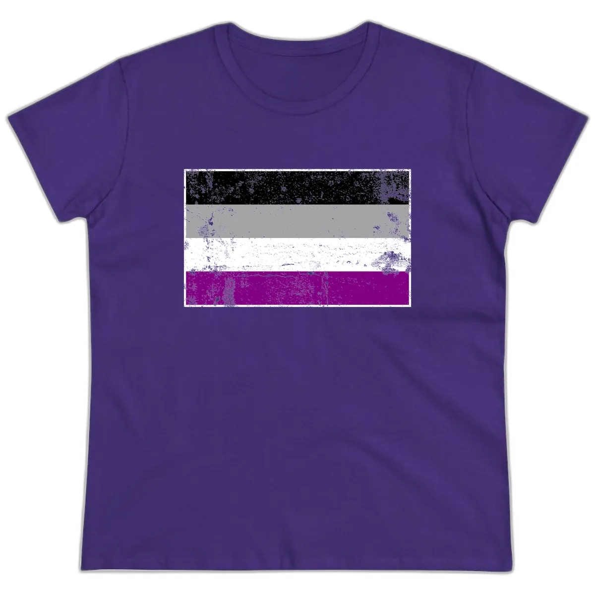 Asexual Pride Flag Distressed Ladies Tee in Purple