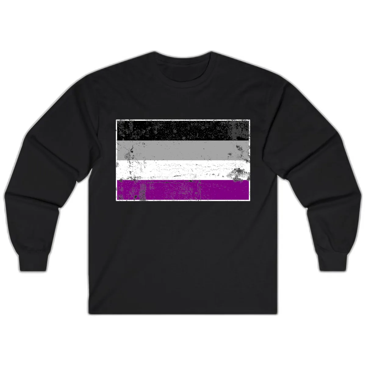 Asexual Pride Flag Distressed Long Sleeve in Black