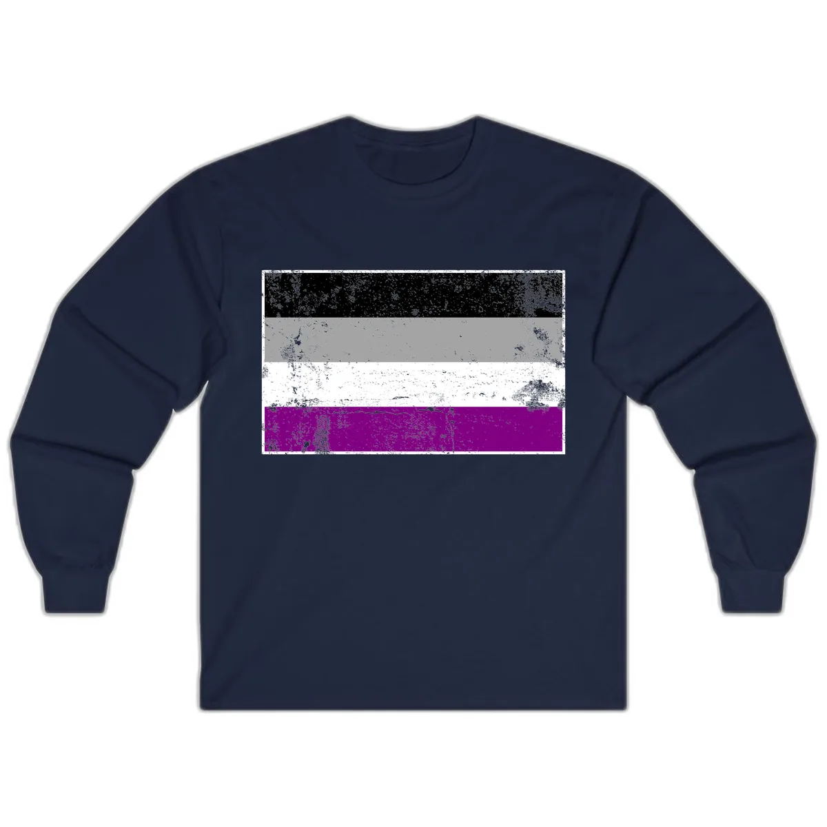 Asexual Pride Flag Distressed Long Sleeve in Navy