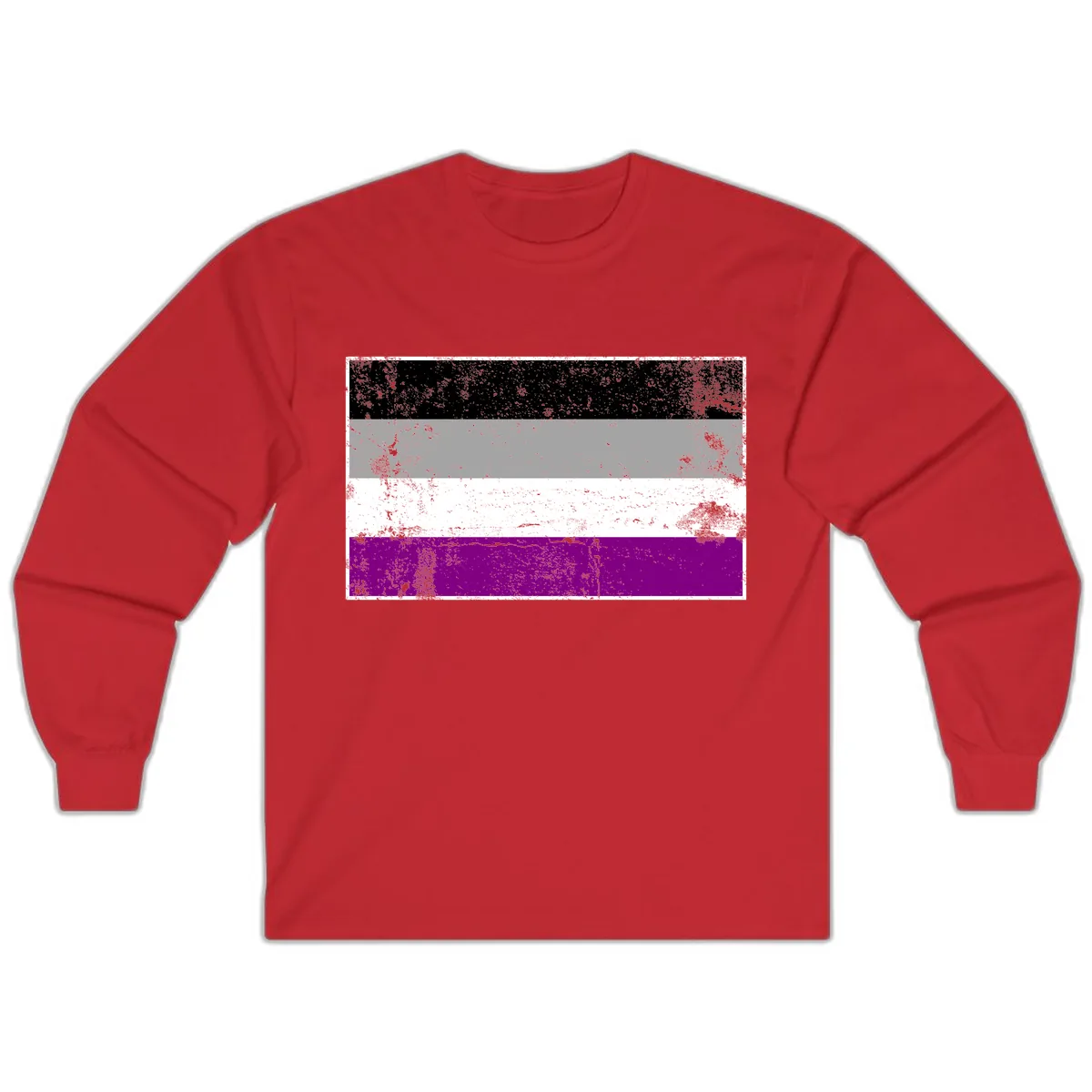 Asexual Pride Flag Distressed Long Sleeve in Red