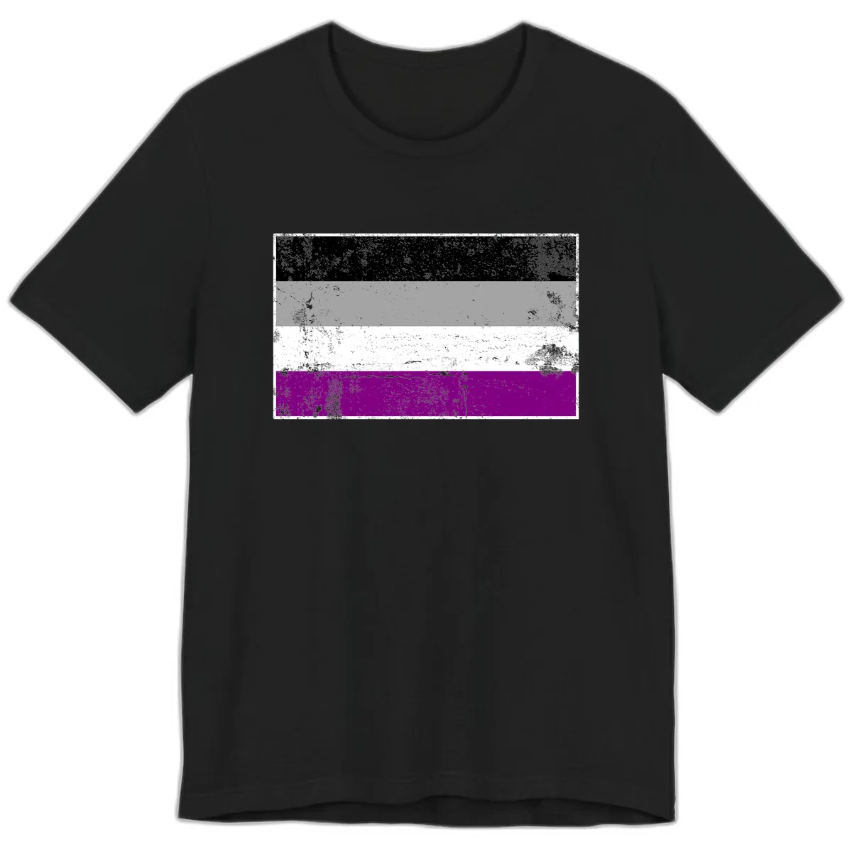 Asexual Pride Flag Distressed Premium T-Shirt in Black